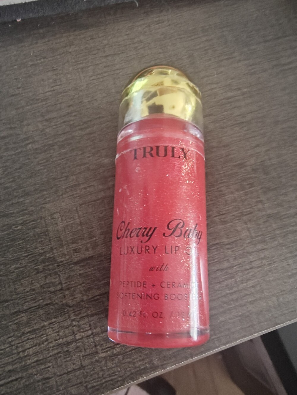 TRULY Cherry Baby Luxury Lip Oil - Red with Gold Cap